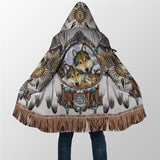 Winter Men For Women Hooded Cloak Native Spirit Wolf 3D All Over Prined Fleece wind breaker Warm Hood Cloak