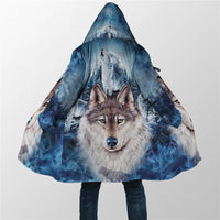 Winter Men For Women Hooded Cloak Native Spirit Wolf 3D All Over Prined Fleece wind breaker Warm Hood Cloak