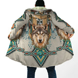 Winter Men For Women Hooded Cloak Native Spirit Wolf 3D All Over Prined Fleece wind breaker Warm Hood Cloak