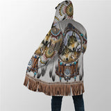 Winter Men For Women Hooded Cloak Native Spirit Wolf 3D All Over Prined Fleece wind breaker Warm Hood Cloak