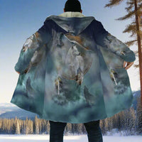 Winter Hooded coat Wolf 3D  Fleece windbreaker Warm Hood Cloak