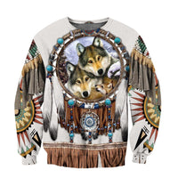 Native Indian Tribe Wolf Hoodies Sweatshirt Zipper Pullover