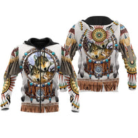 Native Indian Tribe Wolf Hoodies Sweatshirt Zipper Pullover