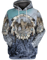 Beautiful Tribal Native Wolf 3D All Over Printed Hoodie