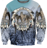 Beautiful Tribal Native Wolf 3D All Over Printed Hoodie