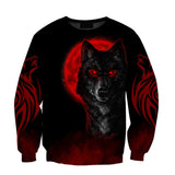 Beautiful The Red Moon Wolf 3D Hoodie Autumn Sweatshirt Zip Pullover  Streetwear KJ462