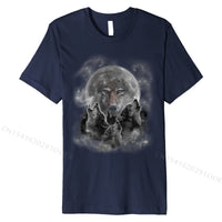 Wolf cotton T-shirts Animal Moonlight  Oversized