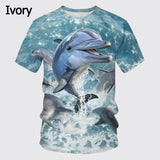 Women&#39;s/men&#39;s Fashion Summer Casual Short Sleeve Cute Dolphin 3d Printed Funny T-shirt