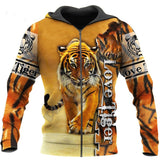 Tiger 3D Printed Hoodie Sweatshirt Zip Pullover Casual Jacket