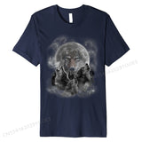 Wolf cotton T-shirts Animal Moonlight  Oversized