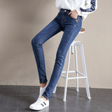 WKOUD Korean Skinny Jeans For Women 2019 Spring Jeans Stretch Scratched Denim Pencil Pants Casual Regular Jean Trousers P8827