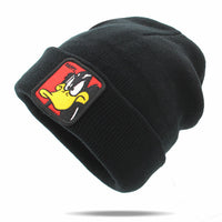 Warm Beanie Knitted Hat Cartoon Donald Embroidery Casual For Boy Girls Winter Hat Fashion Solid Unisex Cap Outdoor Skullies Caps
