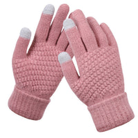 Women's Knitted Winter Gloves Couples Autumn Winter Fluff Warm Thick Gloves Touch Screen Split Finger Mittens Skiing Gloves