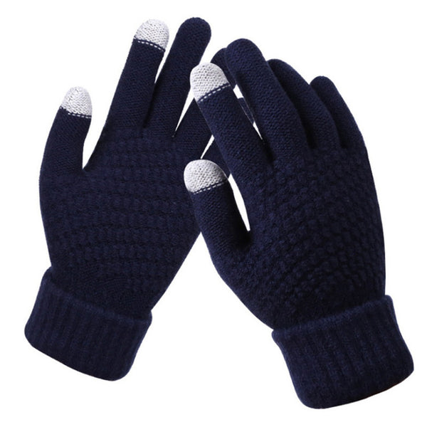 Women's Knitted Winter Gloves Couples Autumn Winter Fluff Warm Thick Gloves Touch Screen Split Finger Mittens Skiing Gloves