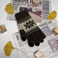 Women's Knitting Snow Winter Gloves Split Finger Jacquard Velvet Men Lover Winter Warm Thick Gloves Touch Screen Skiing Gloves