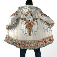 Wolf Tribal Native Thick Fleece Hooded Coat - bargainwarehouse2018.com